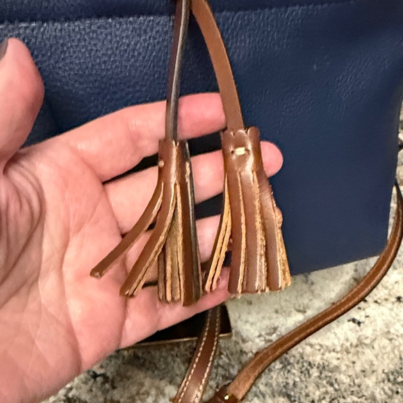 Dooney & Bourke Blue and Brown Leather Tote Bag - Picture 2 of 9